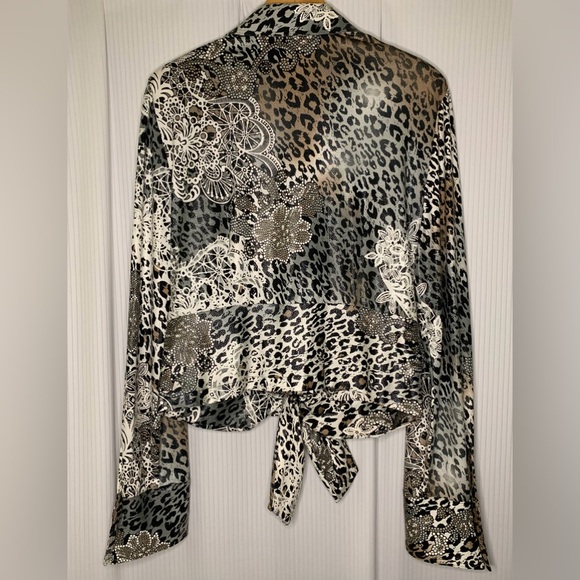 Joseph Ribkoff - Multi Print Blouse With Zipper Front And Oversized Cuffs - Picture 3 of 12